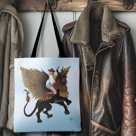 女性のカーボーイ翼ライオンファンタジー赤 トートバッグ