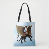 女性のカーボーイ翼ライオンファンタジー赤 トートバッグ (正面)