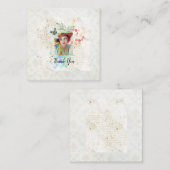 女性のカーボーイ花アールデコ ノートカード (正面/裏面)