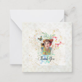 女性のカーボーイ花アールデコ ノートカード