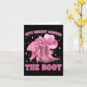 女性のカーボーイ西与え乳がんブートピンクR カード (黄色い花)