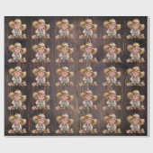 女性のカーボーイ西焼け茶色の木目の素朴な ラッピングペーパー (フラット)