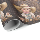 女性のカーボーイ西焼け茶色の木目の素朴な ラッピングペーパー (ロールコーナー)