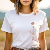 女性のカーボーイ西部のトレンドピンクのミニマリスト Tシャツ