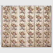 女性のカーボーイ西部の白い木目素朴な少女 ラッピングペーパー (フラット)