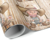 女性のカーボーイ西部の白い木目素朴な少女 ラッピングペーパー (ロールコーナー)