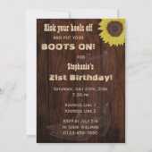 女性のカーボーイ西部年齢の誕生日の素朴な国 招待状 (裏面)