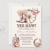 女性のカーボーイ西部誕生日21日、30日、40日 招待状 (正面)
