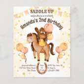 女性のカーボーイ誕生日の予算の招待を一時停止 (正面)