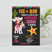 女性のカーボーイ誕生日の招待ウェスタンバースデーパーティー 招待状 (スタンド正面)