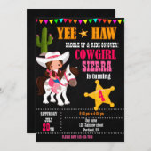 女性のカーボーイ誕生日の招待ウェスタンバースデーパーティー 招待状 (正面/裏面)