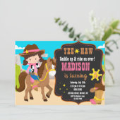 女性のカーボーイ誕生日の招待ウェスタン 招待状 (スタンド正面)