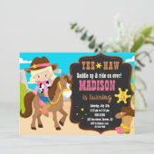 女性のカーボーイ誕生日の招待ウェスタン 招待状 (スタンド正面)
