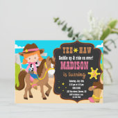 女性のカーボーイ誕生日の招待ウェスタン 招待状 (スタンド正面)