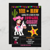 女性のカーボーイ誕生日の招待ワイルドウェスタン西1日 招待状 (正面/裏面)