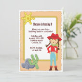 女性のカーボーイ誕生日の招待 招待状 (スタンド正面)