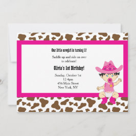 女性のカーボーイ誕生日への招待（アジア） 招待状