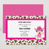 女性のカーボーイ誕生日への招待（アジア） 招待状 (正面/裏面)