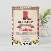女性のカーボーイ誕生日パーティーの招待 招待状 (スタンド正面)