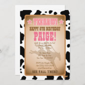 女性のカーボーイ誕生日パーティーの招待 招待状 (正面/裏面)