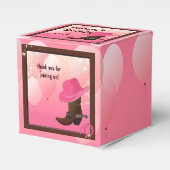 女性のカーボーイ誕生日パーティーホットピンクの好意ボックス フェイバーボックス (正面サイド)