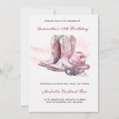 女性のカーボーイ誕生日パーティー招待状デザイン 招待状 (正面)