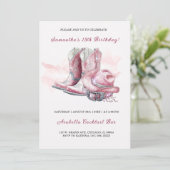 女性のカーボーイ誕生日パーティー招待状デザイン 招待状 (スタンド正面)