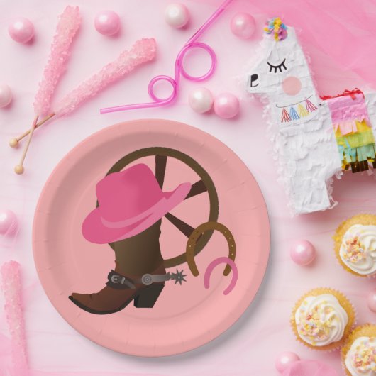 女性のカーボーイ誕生日パーティー ペーパープレート (パーティー)