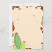 女性のカーボーイ誕生日パーティー 招待状 (裏面)