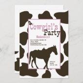 女性のカーボーイ誕生日パーティー 招待状 (正面/裏面)