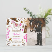 女性のカーボーイ誕生日フォト招待状 招待状 (スタンド正面)