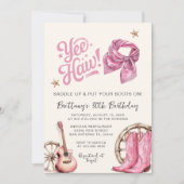 女性のカーボーイ誕生日ブーツ&ボウズ30th誕生日 招待状 (正面)