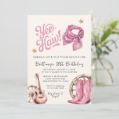 女性のカーボーイ誕生日ブーツ&ボウズ30th誕生日 招待状 (スタンド正面)