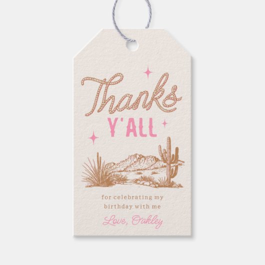 女性のカーボーイ誕生日メッセージカード ギフトタグ (正面)