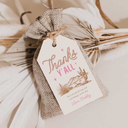 女性のカーボーイ誕生日メッセージカード ギフトタグ