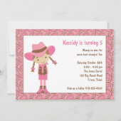 女性のカーボーイ誕生日招待状 招待状 (正面)