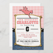 女性のカーボーイ誕生日招待状 招待状 (正面/裏面)