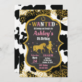 女性のカーボーイ誕生日招待状 招待状 (正面/裏面)