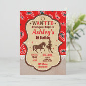 女性のカーボーイ誕生日招待状 招待状 (スタンド正面)