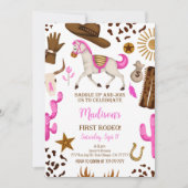 女性のカーボーイ誕生日招待状 招待状 (正面)