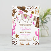 女性のカーボーイ誕生日招待状 招待状 (スタンド正面)