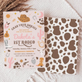 女性のカーボーイ誕生日招待状 |第1回ロデオ招待状 招待状