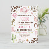女性のカーボーイ誕生日招待状、第2のロデオ招待状 招待状 (スタンド正面)