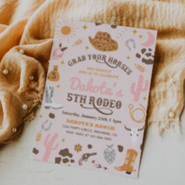 女性のカーボーイ誕生日招待状 |第5回ロデオ招待状 招待状
