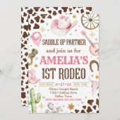 女性のカーボーイ誕生日招待状、1stロデオ招待状 招待状 (正面/裏面)