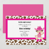 女性のカーボーイ誕生日誘導 招待状 (正面/裏面)