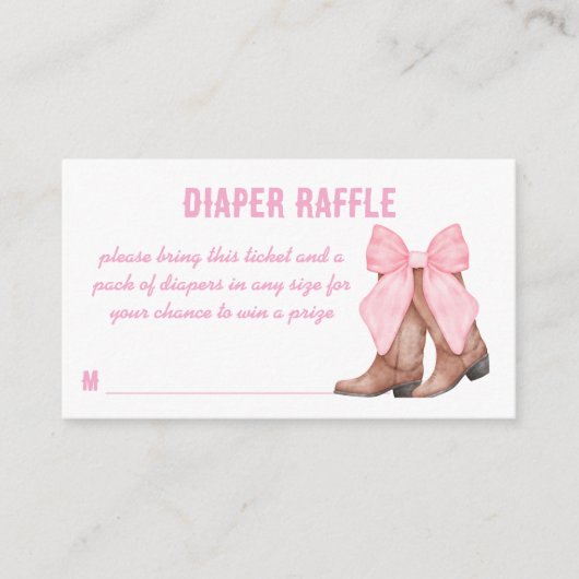 女性のカーボーイ赤ちゃんシャワーおむつラッフル エンクロージャーカード (正面)