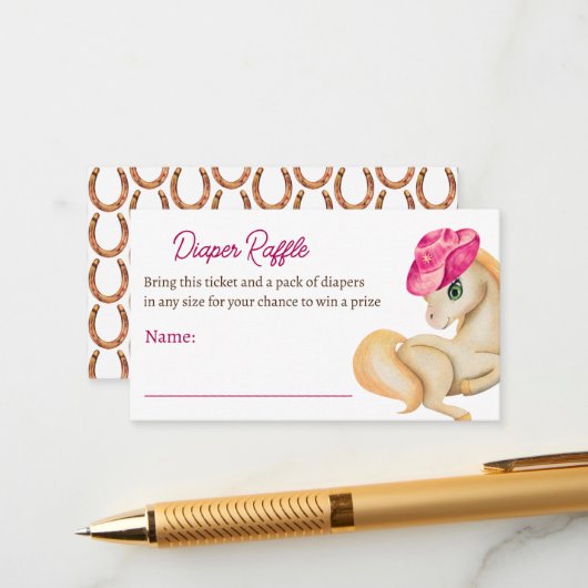 女性のカーボーイ赤ちゃんシャワーおむつラッフル エンクロージャーカード (正面/裏面インサイチュ)