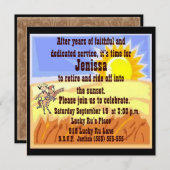 女性のカーボーイ退職パーティの招待状 招待状 (正面/裏面)