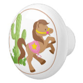 女性のカーボーイ馬とサボテン セラミックノブ (右)